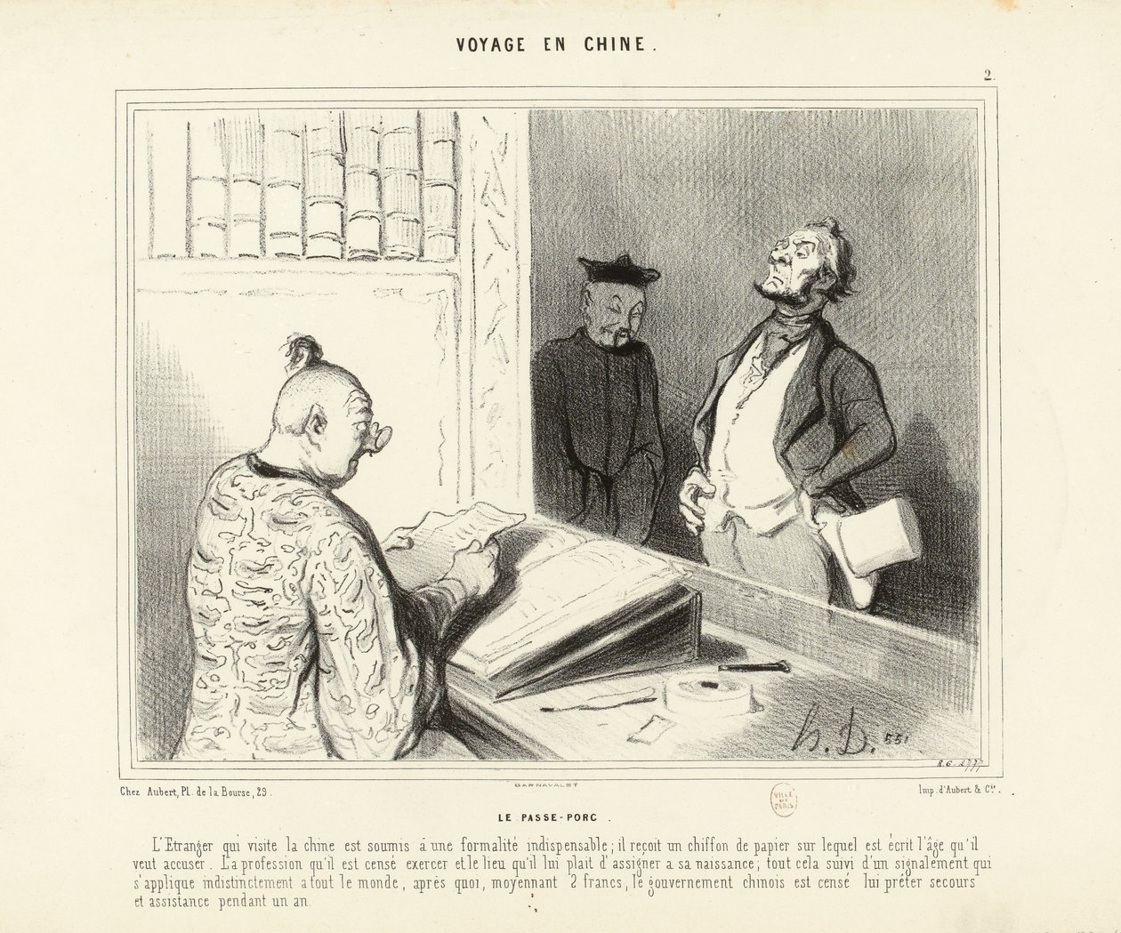 Viagem à China n.º 2: O Passe Porc. O estrangeiro que visita a China... de Honoré Daumier