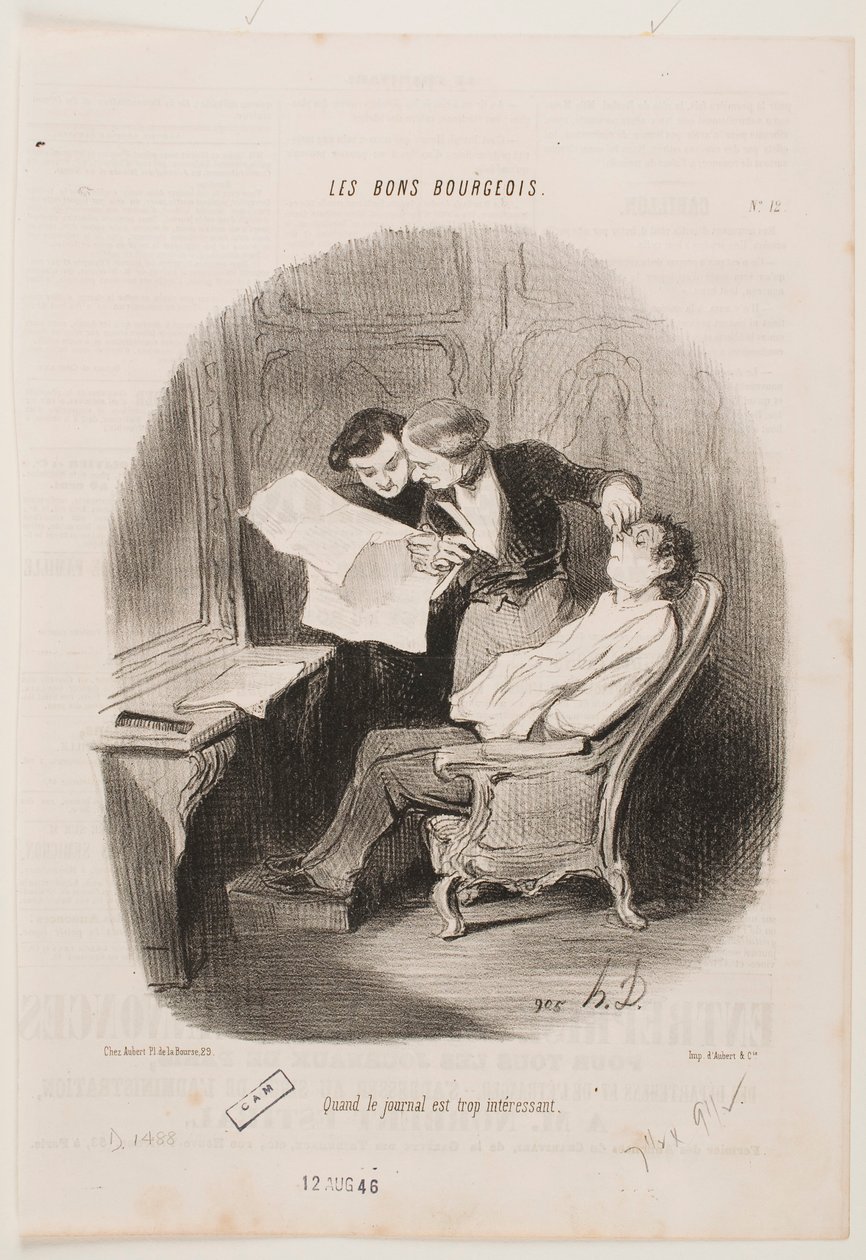 Quando o jornal é demasiado interessante. de Honoré Daumier