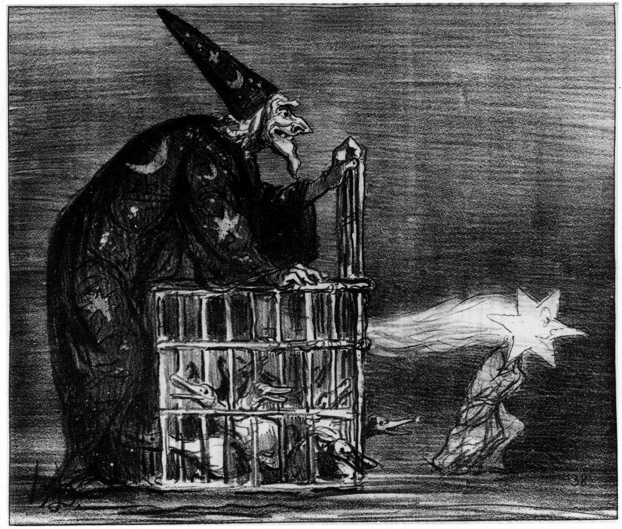Bruxa retratando o cometa, caricatura de Honore Daumier (1808-1879). de Honoré Daumier