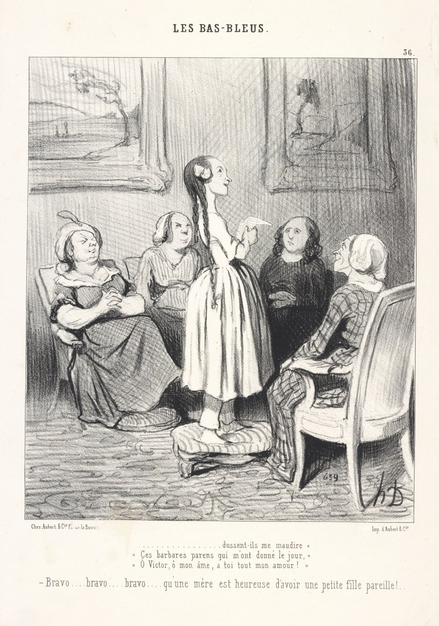 ... que me amaldiçoem! «Estes pais bárbaros que me deram a vida,» «Ó Victor, ó minha alma, todo o meu amor é teu!» Bravo... bravo... bravo... como uma mãe é feliz por ter uma filhinha assim! de Honoré Daumier
