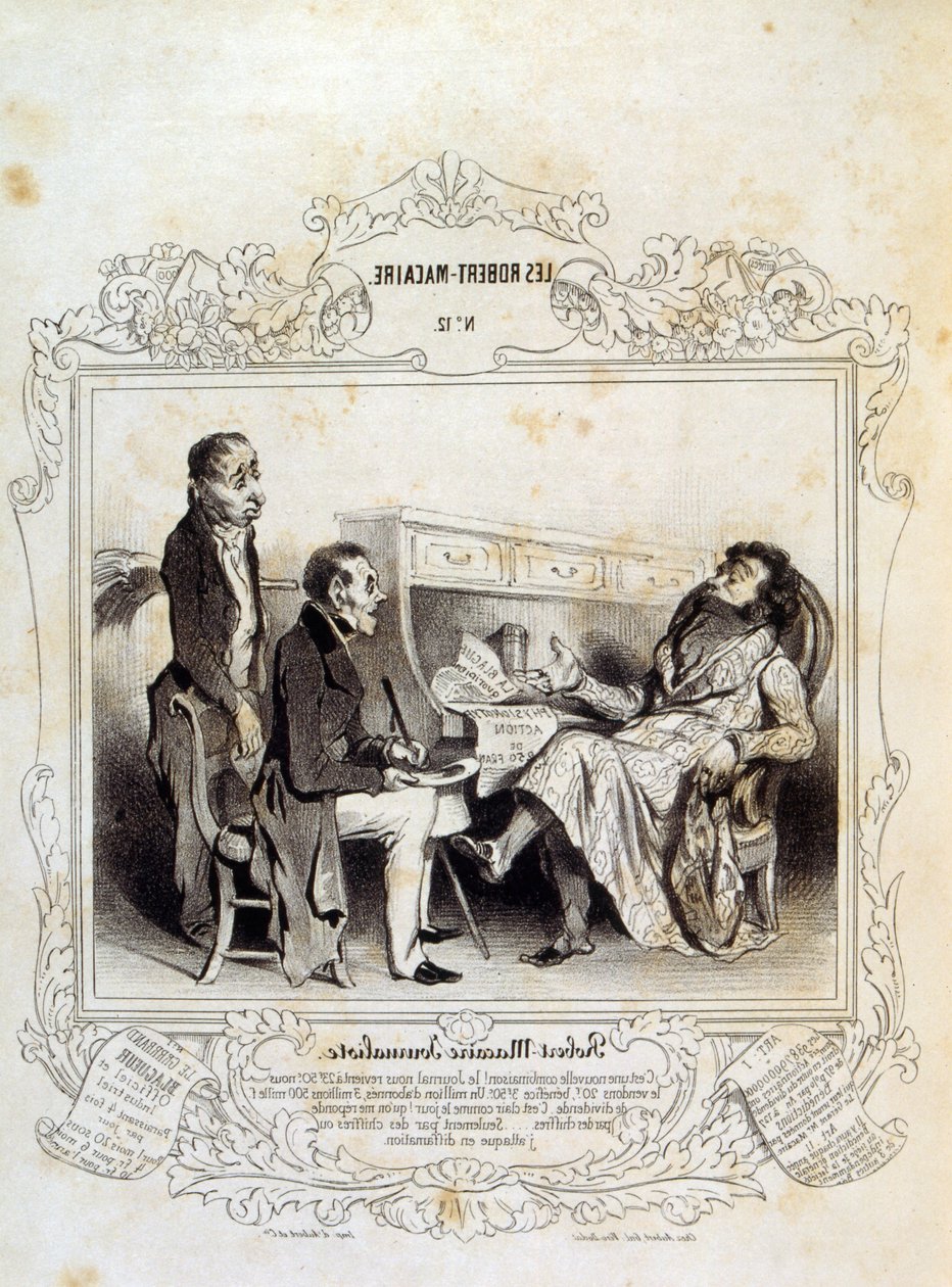 ilustrações sobre ideias e lendas Philipon sob o título Les Cent e Robert Macaire de Honoré Daumier