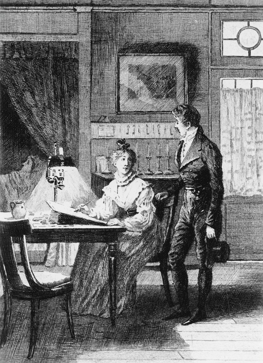 Ilustração de Adrien Moreau (1843-1906) para Skin of Sorrow, romance de Honore de Balzac (1799-1850) da colecção multi-volumes intitulada Human Comedy, publicada em 1900, Paris de Honore de Balzac