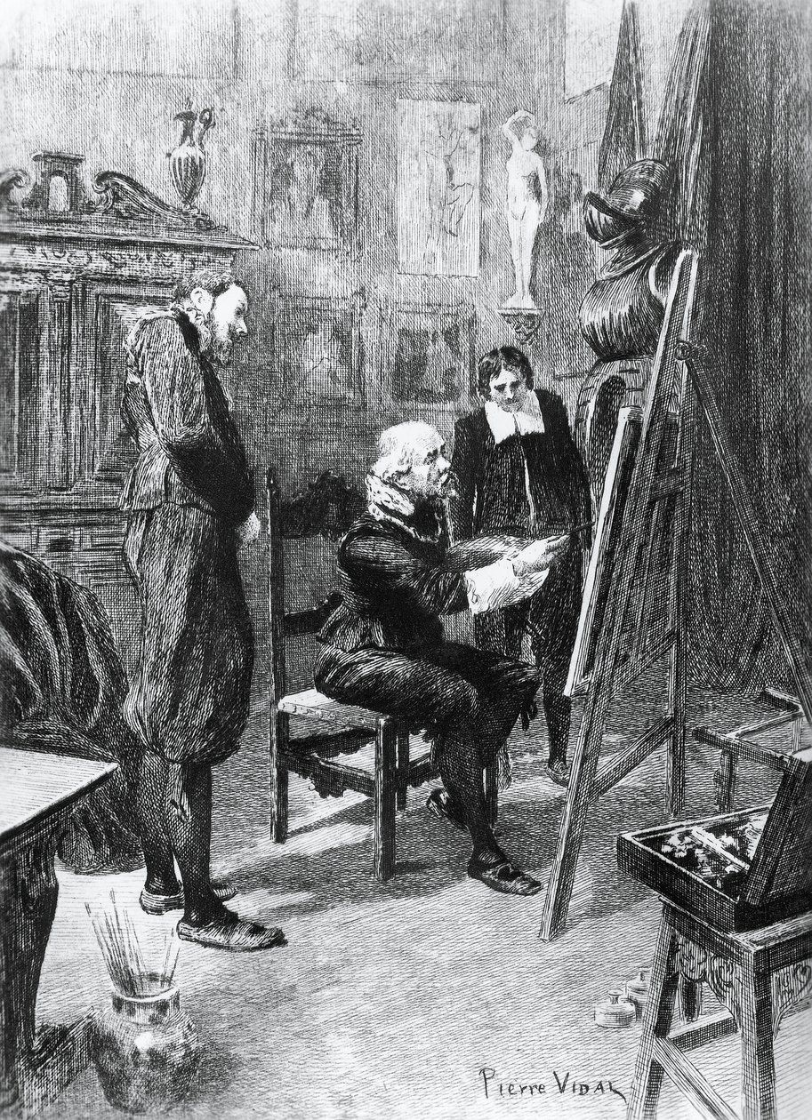 Ilustração de Pierre Vidal (1849-1929) para obra-prima desconhecida, conto de Honore de Balzac (1799-1850) da colecção multi-volumes intitulada Human Comedy, publicada em 1901, Paris de Honore de Balzac