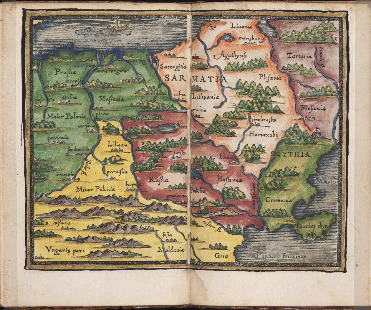 Mapa da Sarmácia De: Rudimenta Cosmographica, 1542 de Honterus