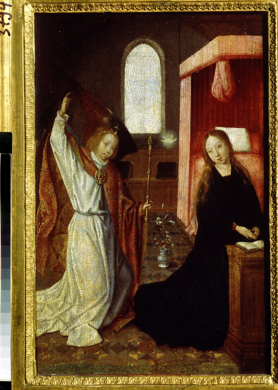 "A Anunciação" Pintura do mestre de Hoogstraeten (activo entre 1490 e 1530) Museu Pushkin do início do século XVI, Moscovo de Hoogstraeten Master