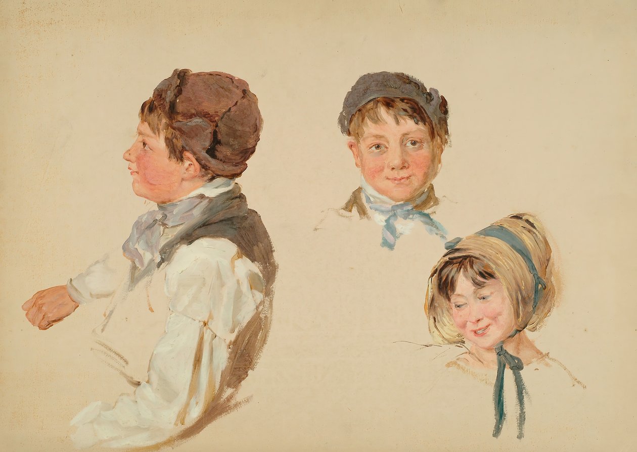 Chefes de Crianças, Meninos e Meninas, Três Estudos, 1850. de Hopkins Horsley Hobday Horsley
