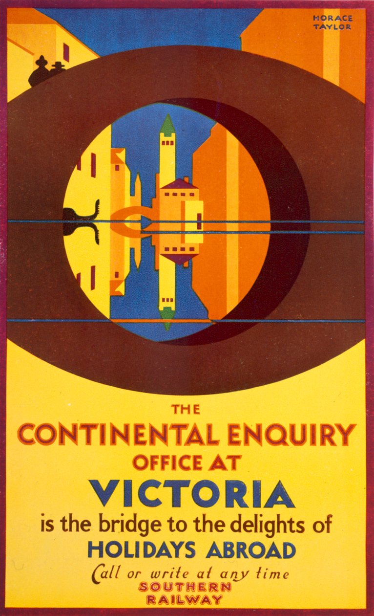 O Escritório de Inquérito Continental em Victoria, propaganda de cartaz do Southern Rail de Horace Taylor