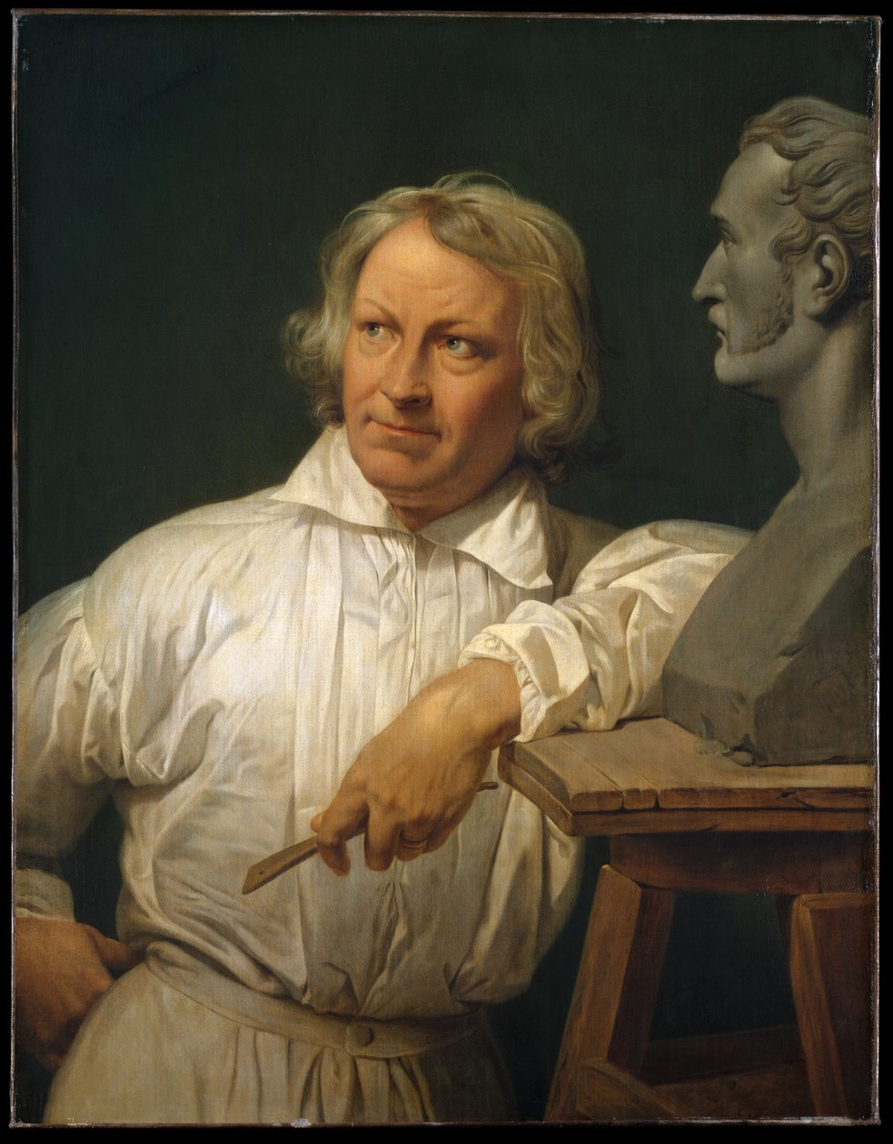 Thorvaldsen com o busto de Horace Vernet de Emile Jean Horace Vernet