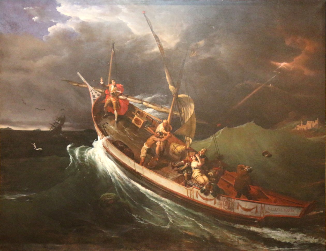 Joseph Vernet preso a um mastro, estudando os efeitos da tempestade de Emile Jean Horace Vernet