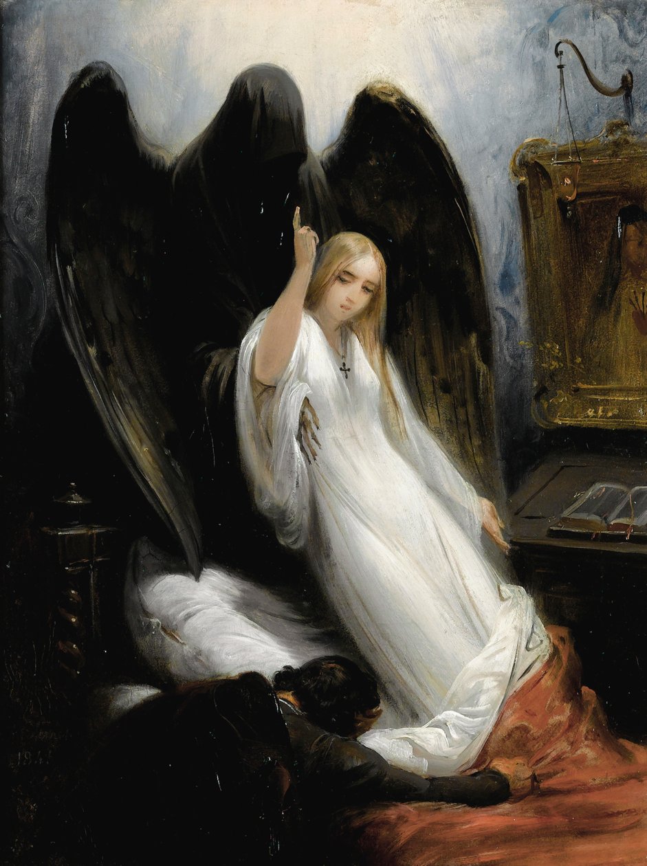 Estudo do anjo da morte de Emile Jean Horace Vernet