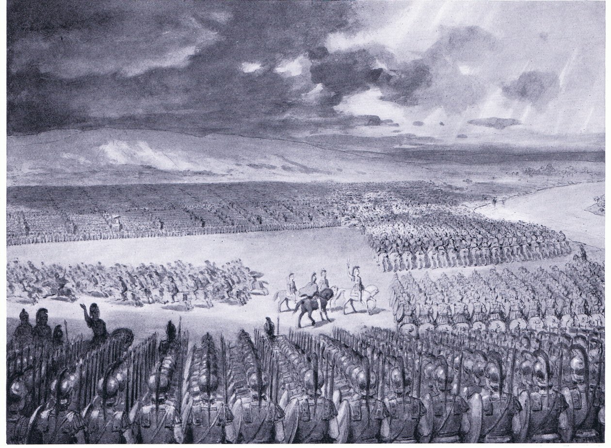 Porus aguarda o ataque de Alexandre 326 aC de Horace van Ruith