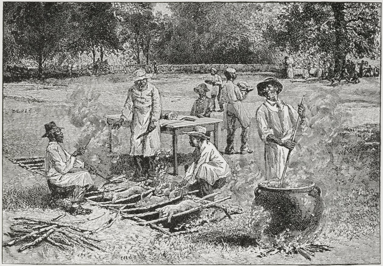 Churrasco do Sul, ilustração de &39;Harper&39;s Weekly&39;, 1887, de &39;The Pageant of America, Vol.3&39;, de Ralph Henry Gabriel, 1926 de Horace Bradley