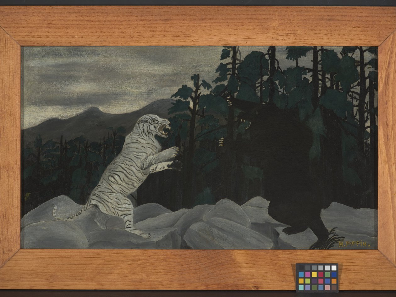 O Tigre Azul (óleo sobre tecido) de Horace Pippin