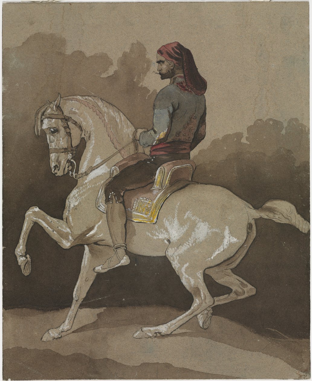 Árabe a cavalo, 1800. de Emile Jean Horace Vernet