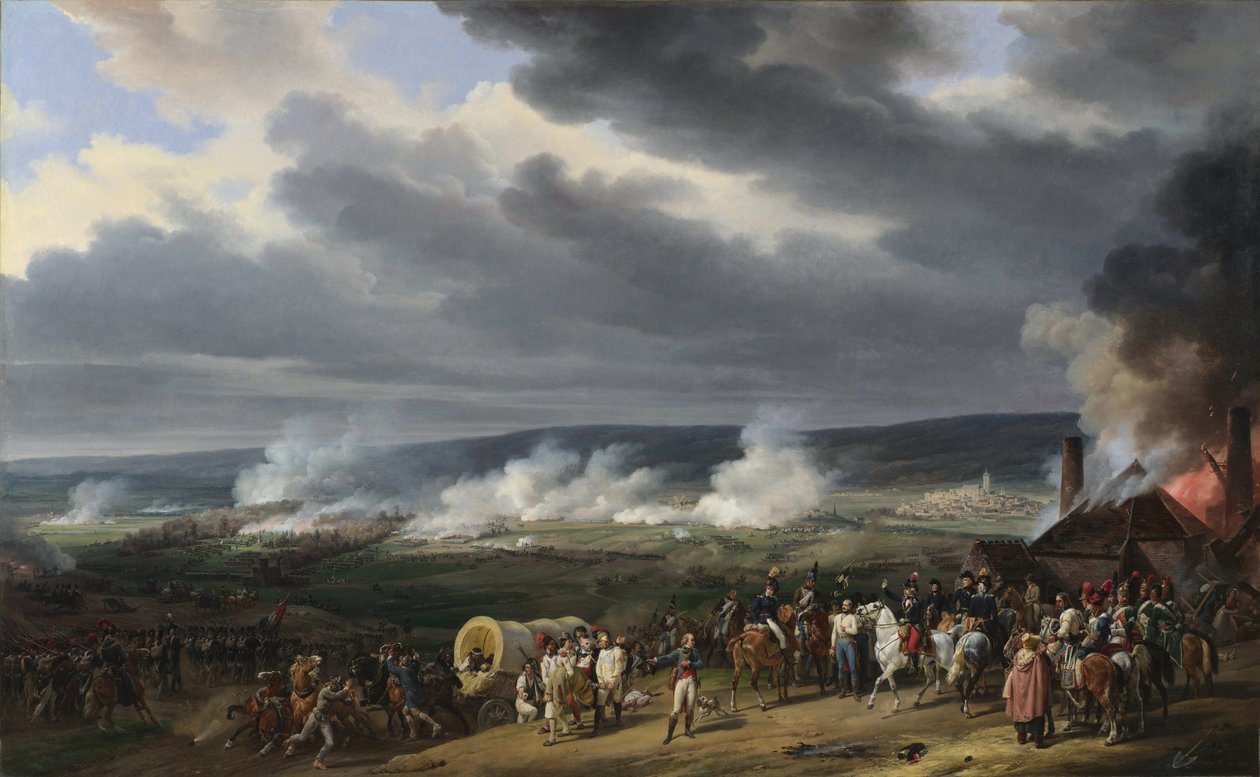 Batalha de Jemappes (Jemmapes) 6 de Novembro de 1792 entre a Áustria e a França (vitória francesa, comandada pelo General Charles Francois Dumouriez (1739-1823). Pintura por Emile Jean Horace Vernet (1789-1863) de Emile Jean Horace Vernet