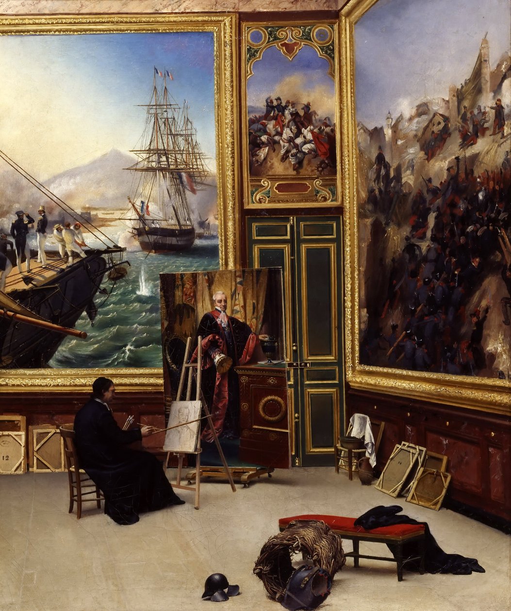 Irmão Philippe copiando o retrato do Marquês de Fontanes no Museu de Versalhes de Emile Jean Horace Vernet