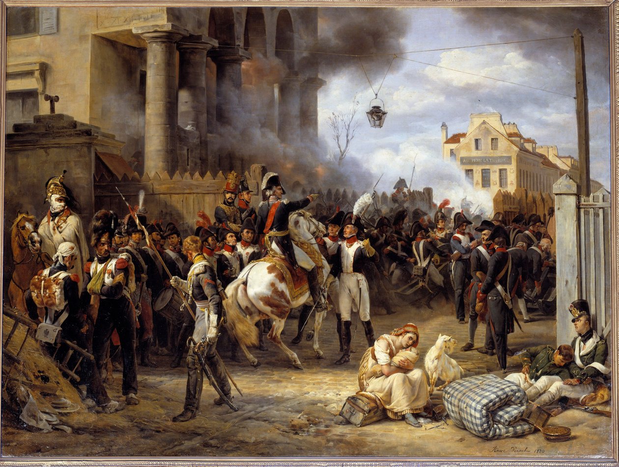 Campanha da França: "La barriere de Clichy, defesa de Paris em 30/03/1814" No centro do General Moncey. Pintura de Emile Horace Vernet (1789-1863) 1820 Sol. 0,97 x 1,30 m de Emile Jean Horace Vernet
