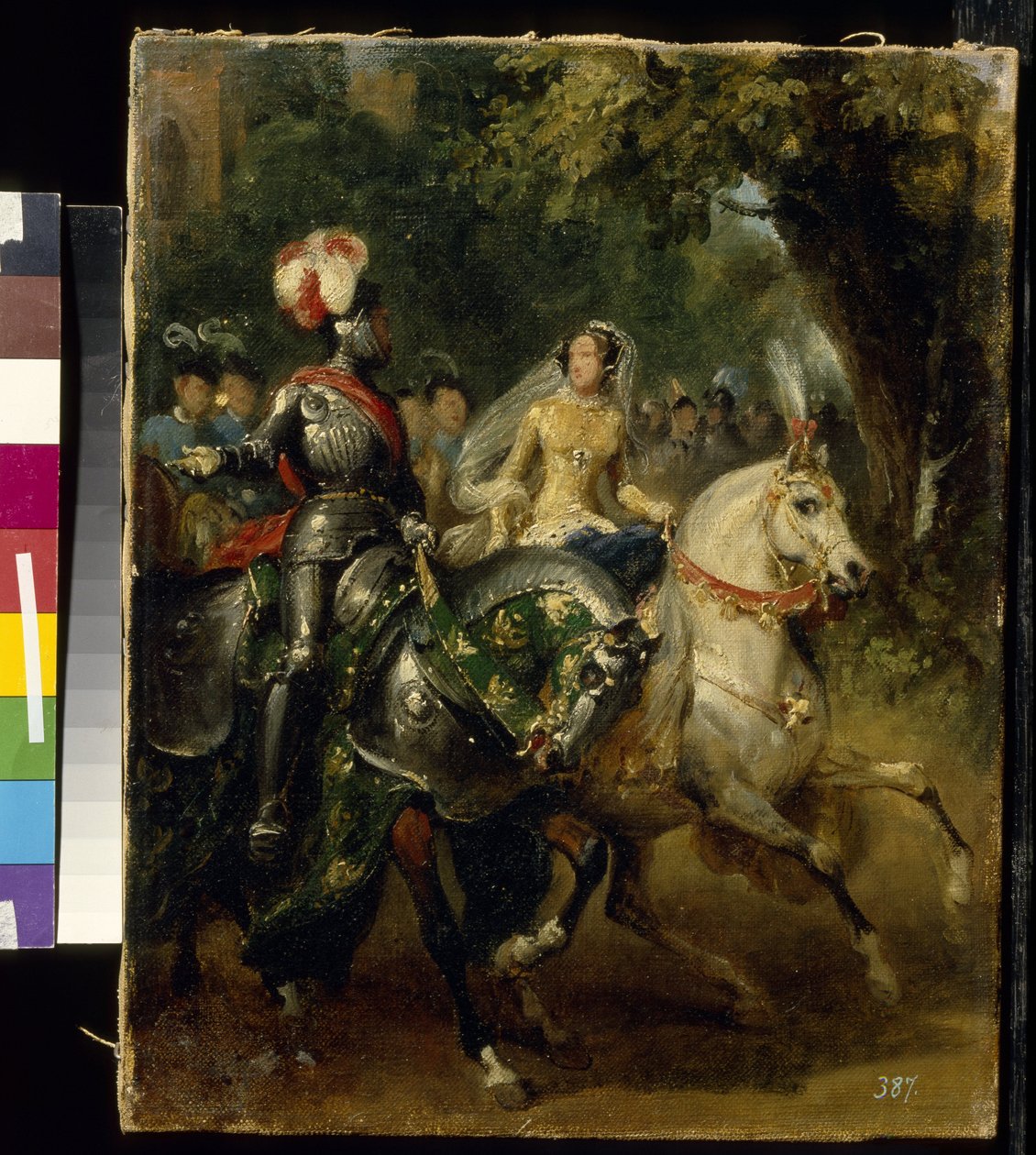 Cavalgada - Peinture de Horace Vernet (1789-1863), huile sur toile (28x22 cm), vers 1842 - (Cavalgada, Óleo sobre tela por H.Vernet, ca 1842) - Museu de Belas Artes do Estado A. Pushkin, Moscovo de Emile Jean Horace Vernet