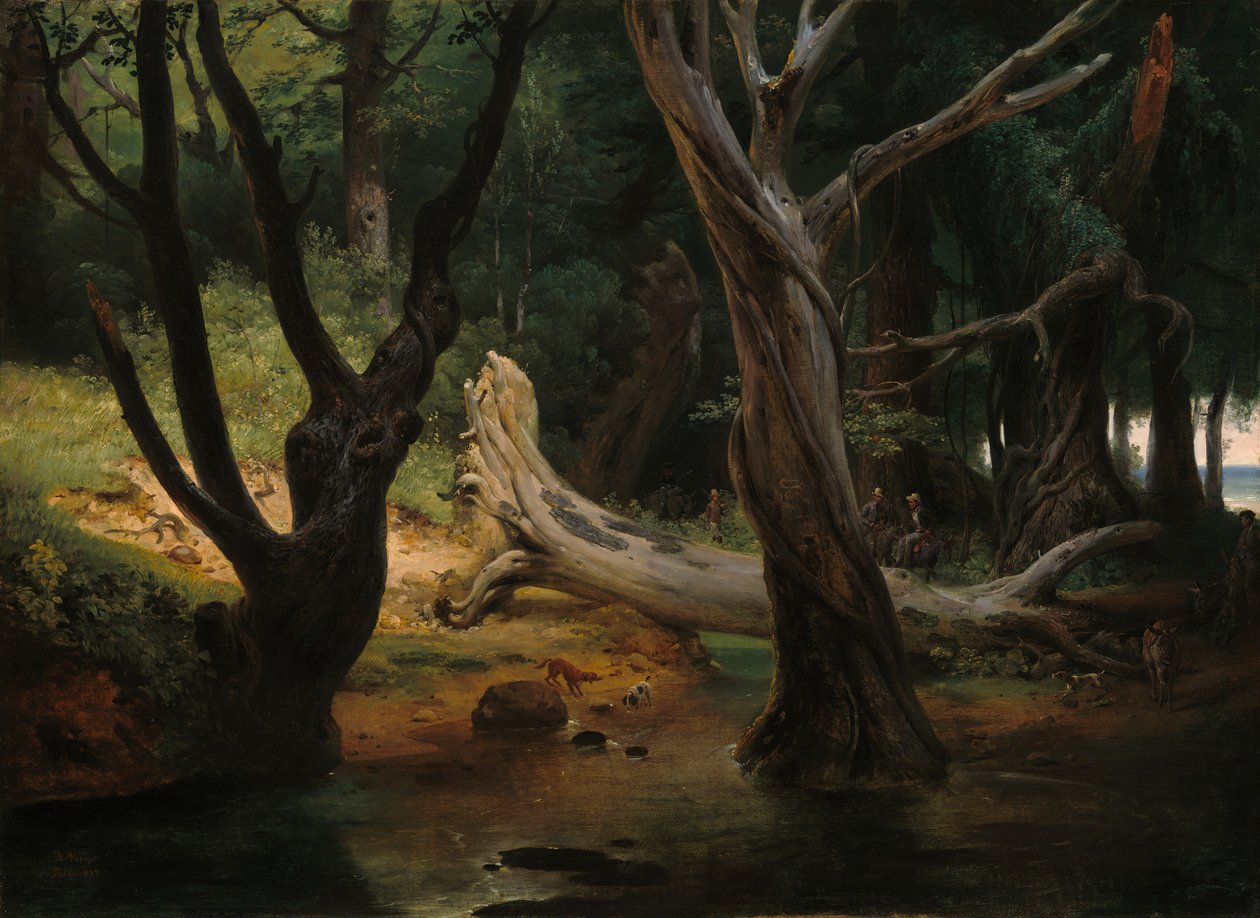 Partida para a caça nos pântanos Pontine de Emile Jean Horace Vernet