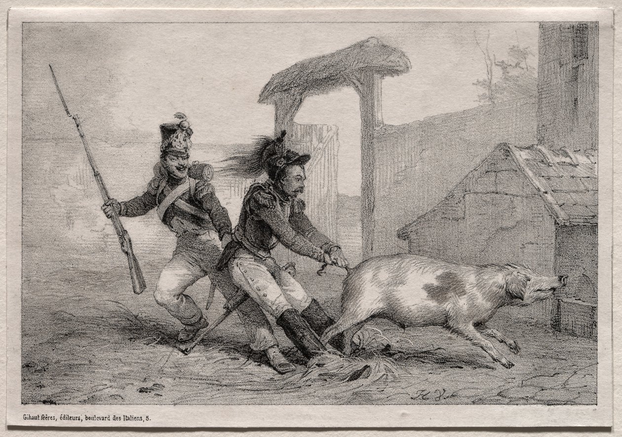 Saqueadores, segurem firme de Emile Jean Horace Vernet