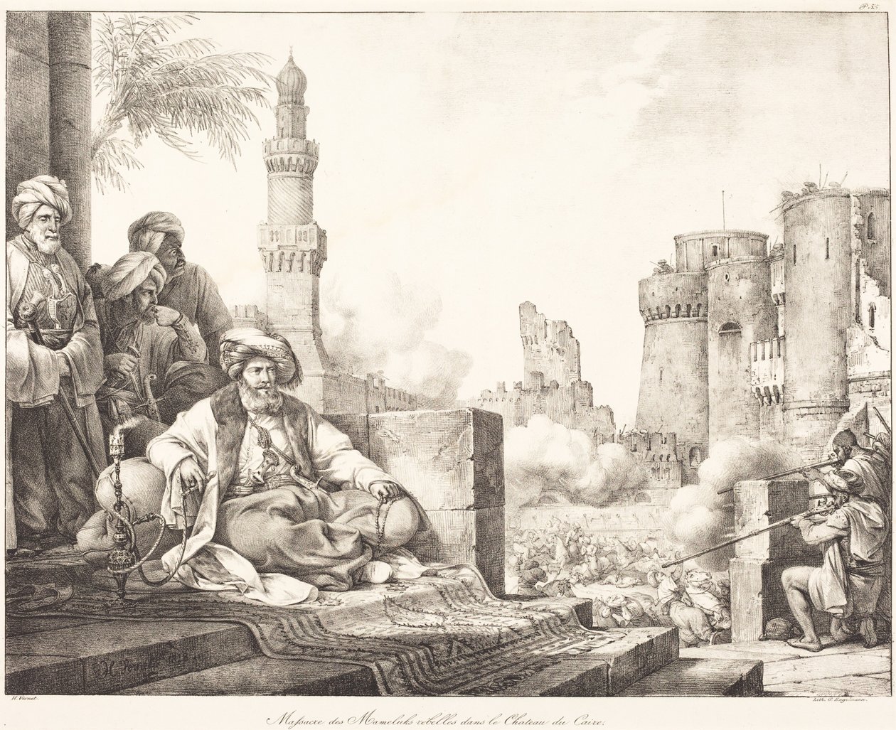 Massacre dos mamelucos rebeldes no Castelo do Cairo de Horace Vernet