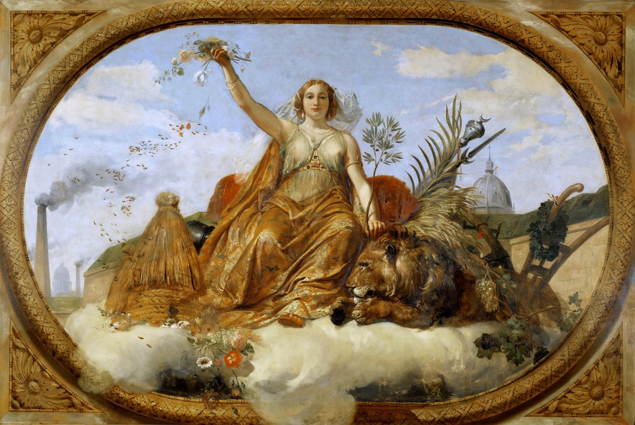Pintura do teto da paz, Salle des Pas Perdus, 1839-1847. de Emile Jean Horace Vernet
