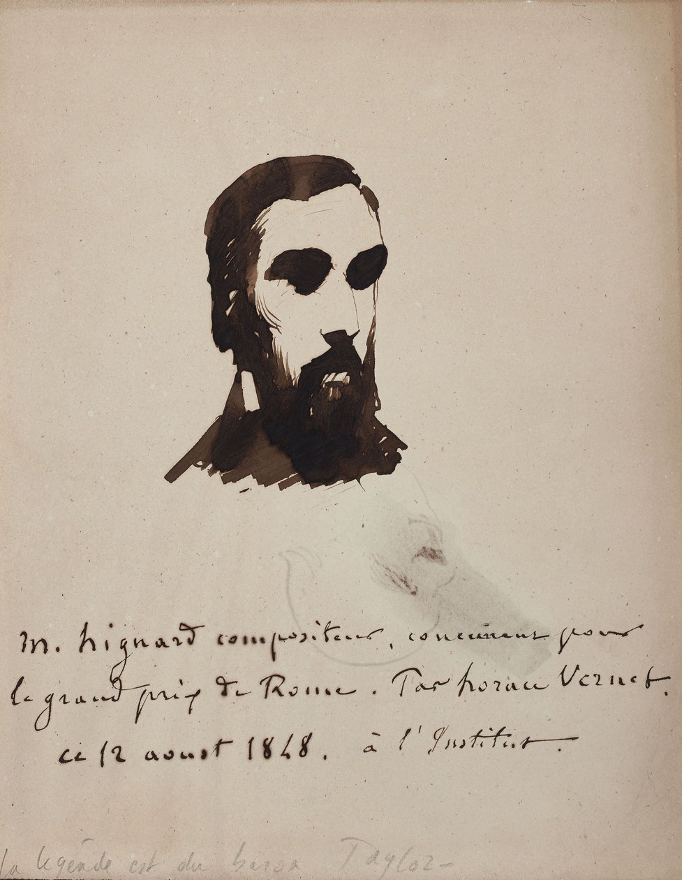 Retrato do compositor Aristide Hignard 1822-1898, 1848. de Emile Jean Horace Vernet