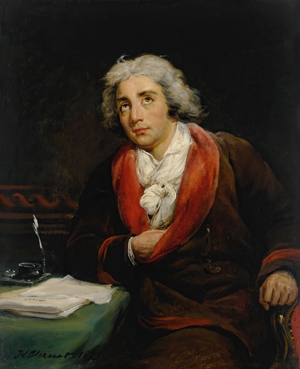 Retrato do poeta André Chénier 1762-1794, 1825. de Emile Jean Horace Vernet
