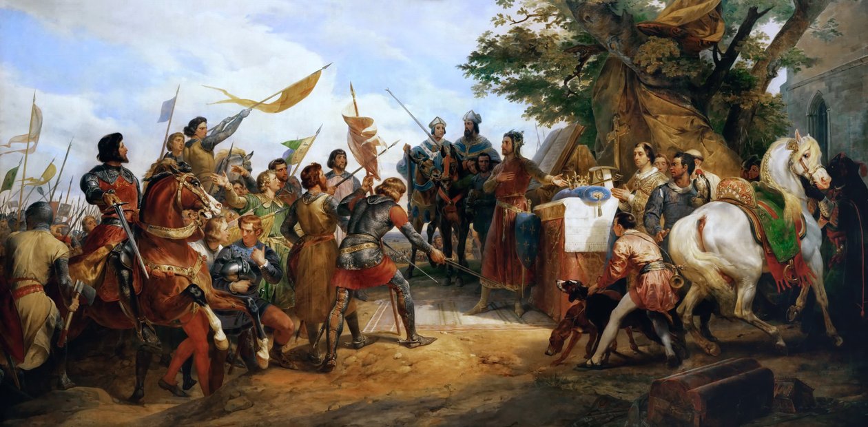 A Batalha de Bouvines em 27 de julho de 1214 de Emile Jean Horace Vernet