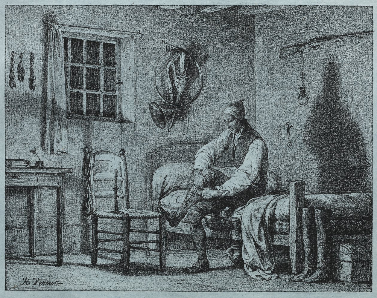 O servo de Limier levantando-se da cama de Emile Jean Horace Vernet