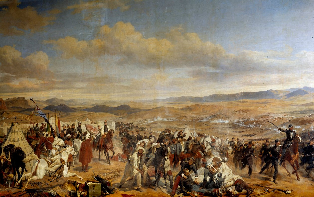 Vitória de Isly ganha por Marechal Bugeaud sobre as tropas marroquinas de sidi Mohamed abd el Rhaman, filho no Sultão, no dia 14/08/1844 Detalhe. Pintura de Horace Vernet (1789-1863) Século XIX de Emile Jean Horace Vernet