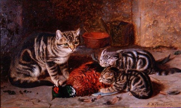 Jogo para o jantar (óleo sobre painel) de Horatio Henry Couldery