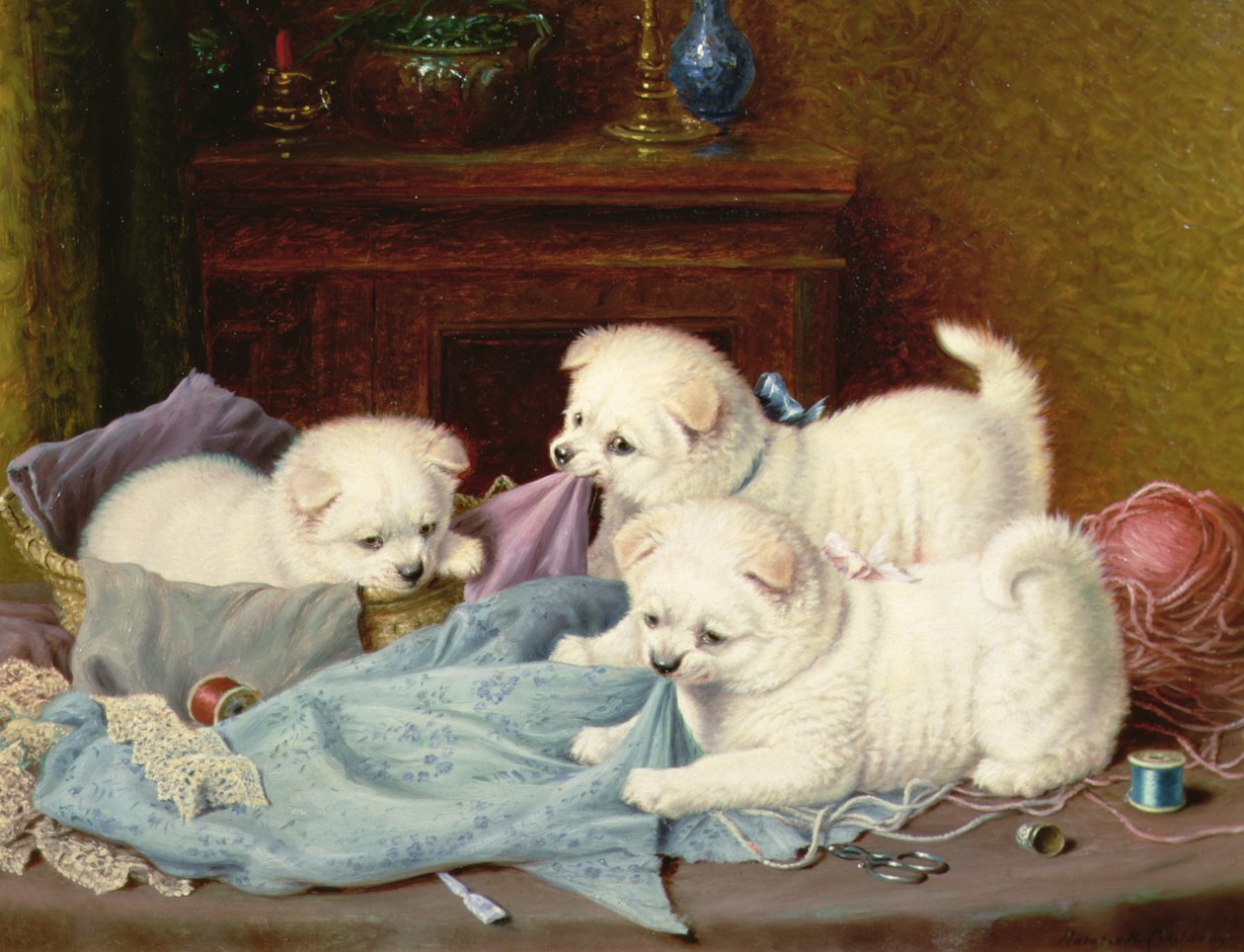 The Little Mischief Makers (óleo sobre tela) de Horatio Henry Couldery