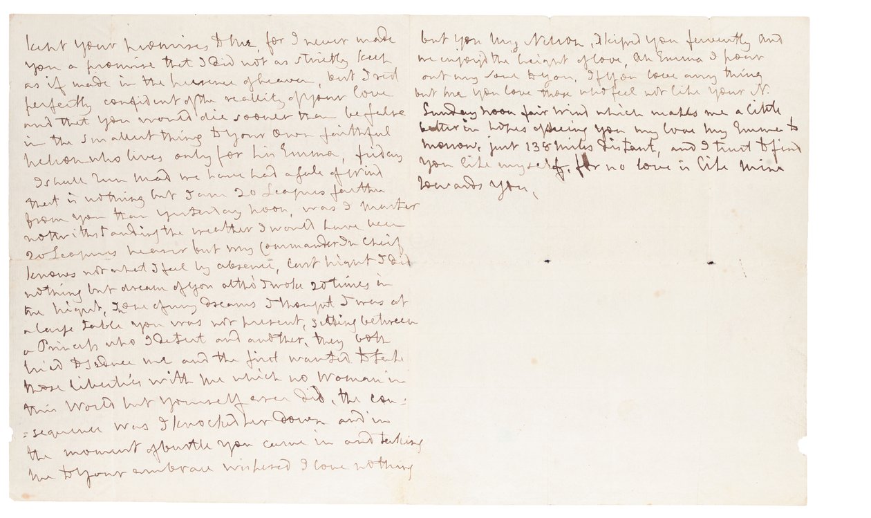 Carta autografada para Lady Hamilton, np [Foudroyant no mar] de Horatio Nelson