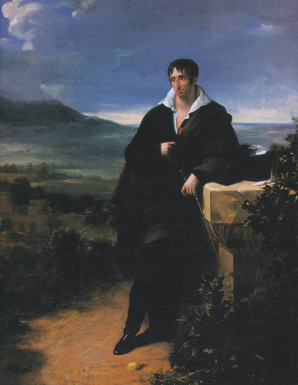 Retrato de corpo inteiro de Camille de Tournon no campo romano de Hortense Haudebourt Lescot