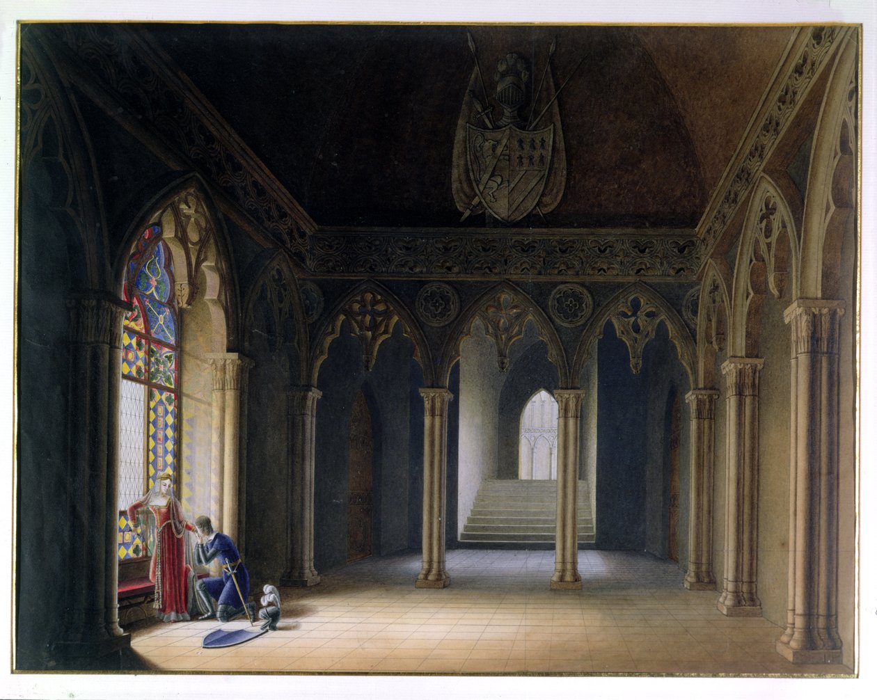 A partida dos cavaleiros (aquarela) de Hortense de Beauharnais