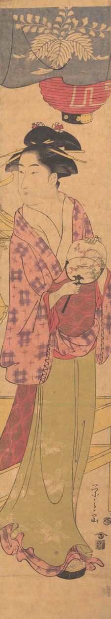 Uma menina com um leque, c. 1780. de Hosoda Eishi
