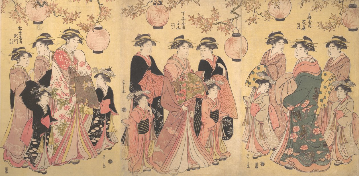 O desfile de Yoshiwara no outono, ca. 1793. de Hosoda Eishi
