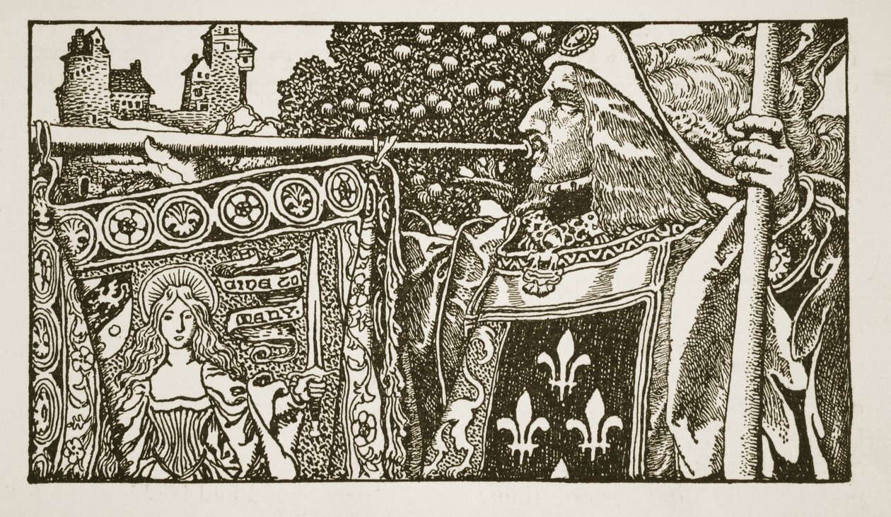 Uma ilustração de "A História do Rei Arthur e seus Cavaleiros", 1903 de Howard Pyle