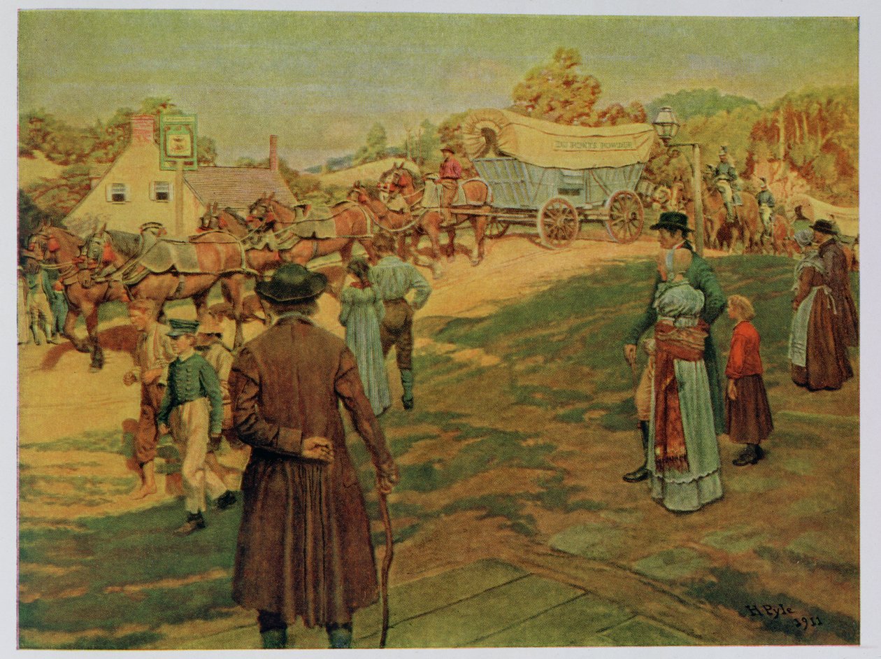 Carregando pó para Perry no Lago Erie, 1911 de Howard Pyle