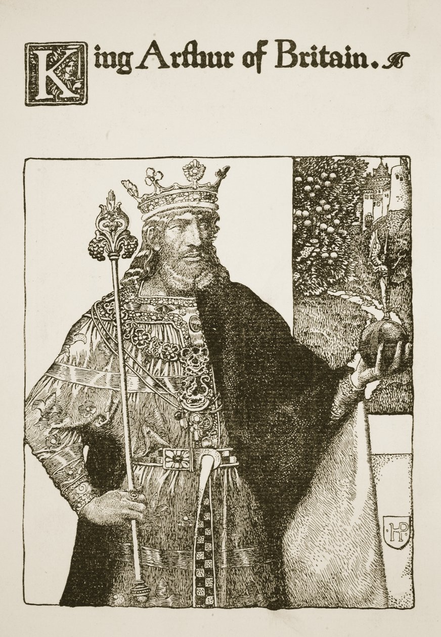 Rei Artur da Grã-Bretanha, ilustração de &39;A História do Rei Artur e seus Cavaleiros&39;, 1903 de Howard Pyle