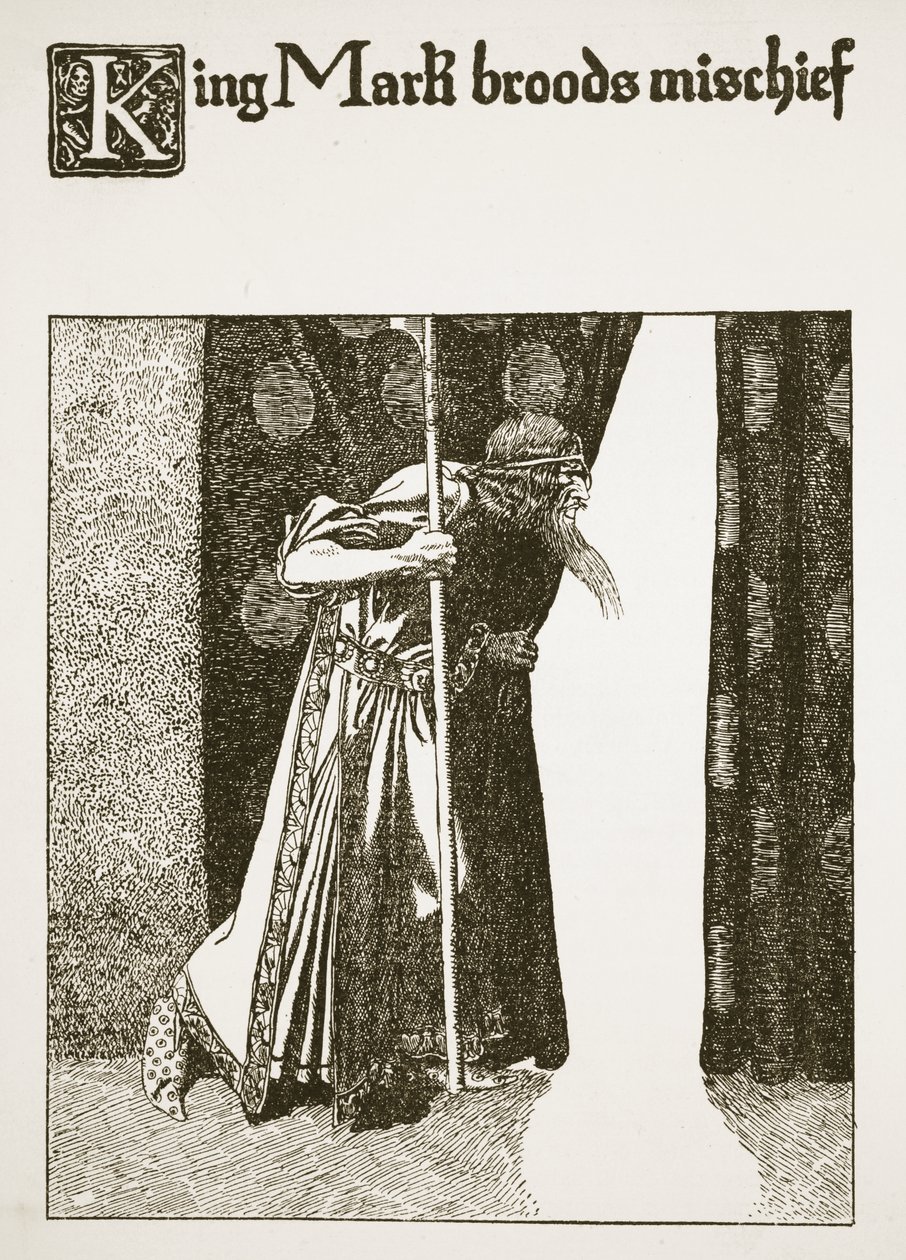 Rei Mark cuida de travessuras, ilustração de &39;A História dos Campeões da Mesa Redonda&39; de Howard Pyle