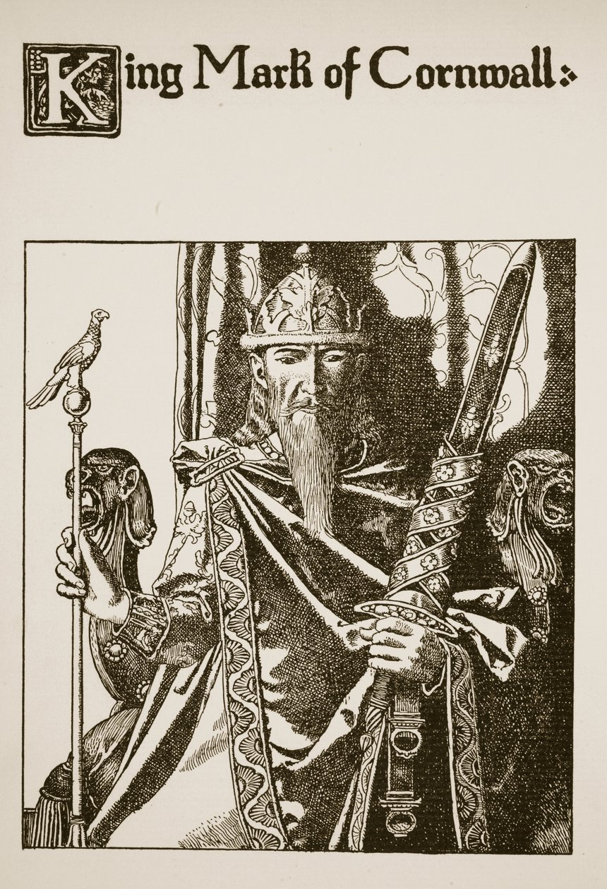 Rei, marca, de, cornwall, ilustração, de, &39;The, história, de, a, campeões, de, a, redondo, tabela&39; de Howard Pyle