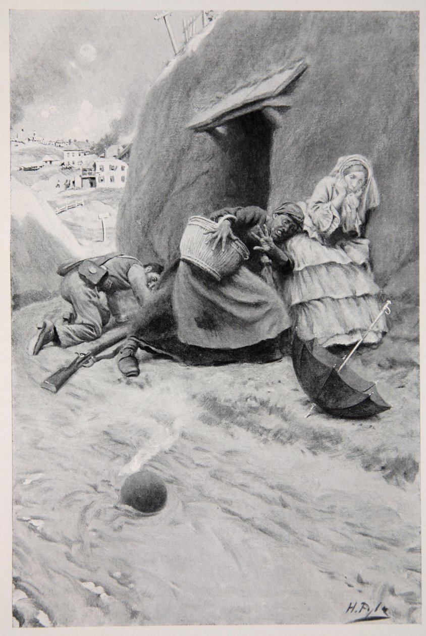 Não-combatentes se abrigam durante o cerco de Vicksburg de Howard Pyle