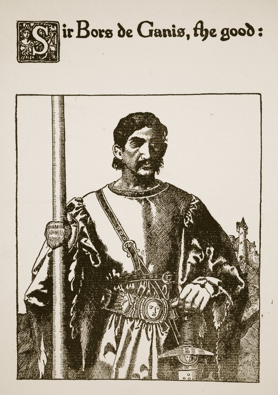 Sir Bors de Ganis, o bom, ilustração de "A história de Sir Lancelotte e seus companheiros", 1907 de Howard Pyle