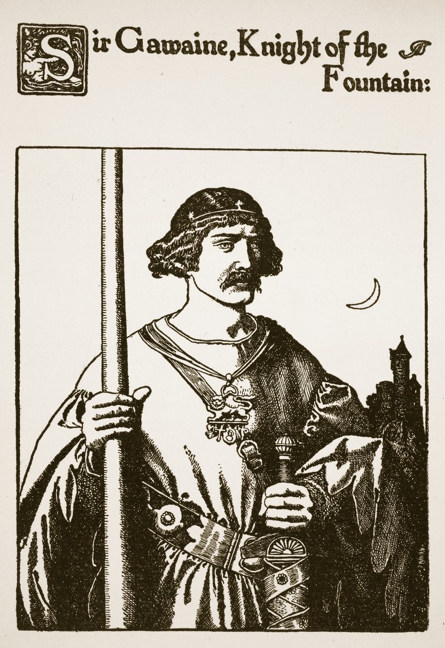 Sir Gawaine, Cavaleiro da Fonte, ilustração de "A História de Sir Lancelotot e seus Companheiros", 1907 de Howard Pyle