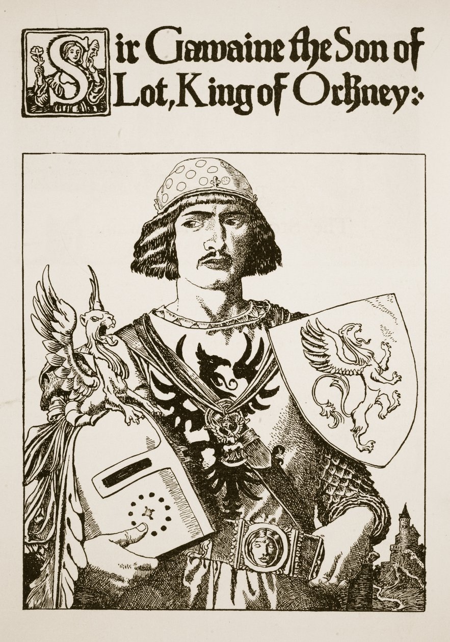 Sir Gawaine, o Filho de Lot, rei de Orkney, ilustração de "A História do Rei Arthur e seus Cavaleiros", 1903 de Howard Pyle