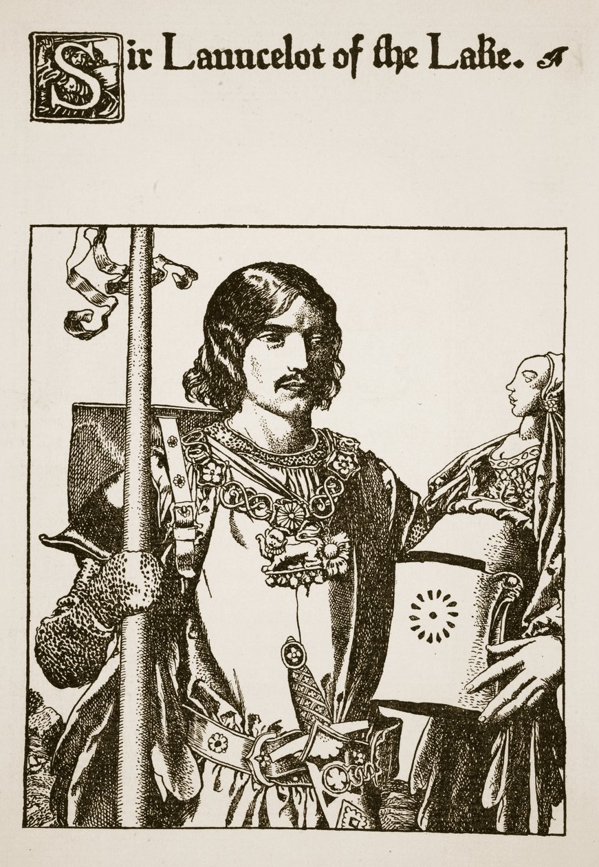 Sir Lancelote do Lago, ilustração de &39;A História dos Campeões da Mesa Redonda&39; de Howard Pyle