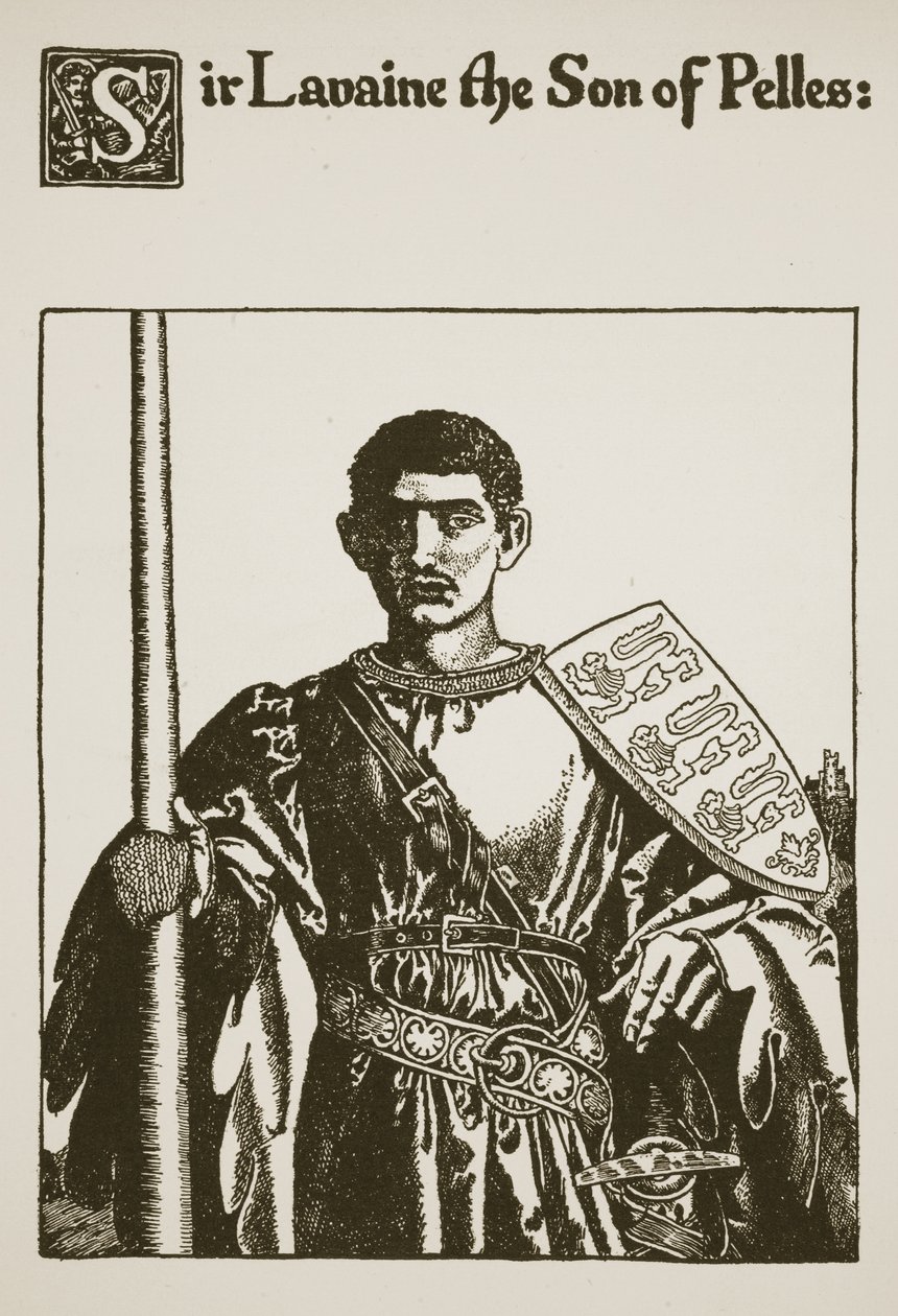 Sir Lavaine, o Filho de Pelles, ilustração de "A História de Sir Lancelotte e seus Companheiros", 1907 de Howard Pyle