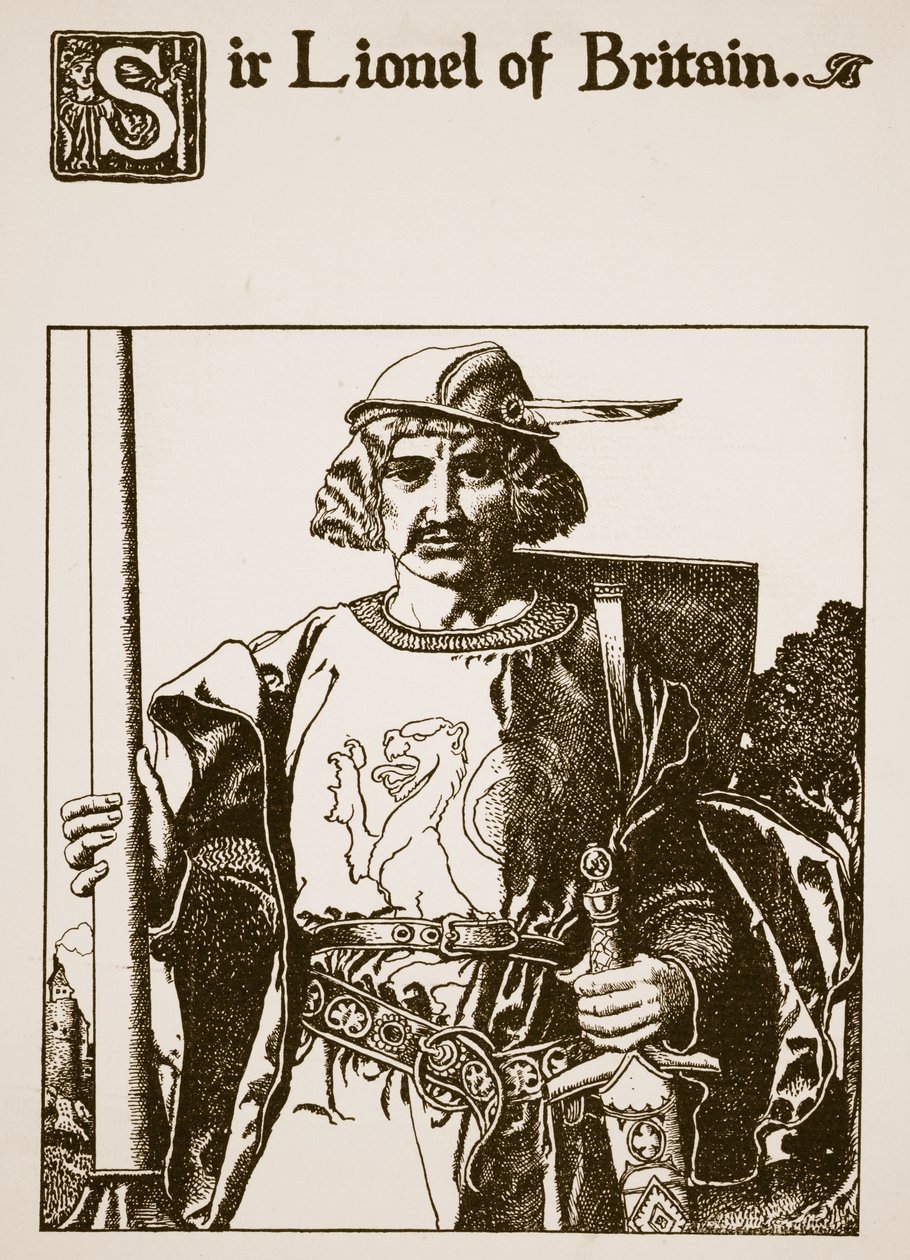 Sir Lionel da Grã-Bretanha, ilustração de &39;A História dos Campeões da Mesa Redonda&39; de Howard Pyle